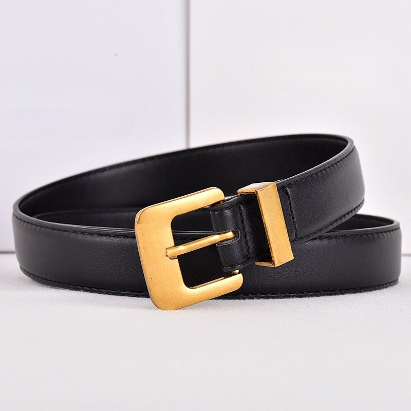 Women's New Fashion Joker Pin Buckle Hollow Letter Design Belt Belt With a box