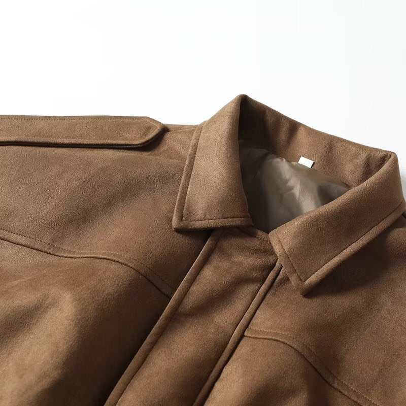 Women's 2025 new fashion loose suede leather texture jacket Coat