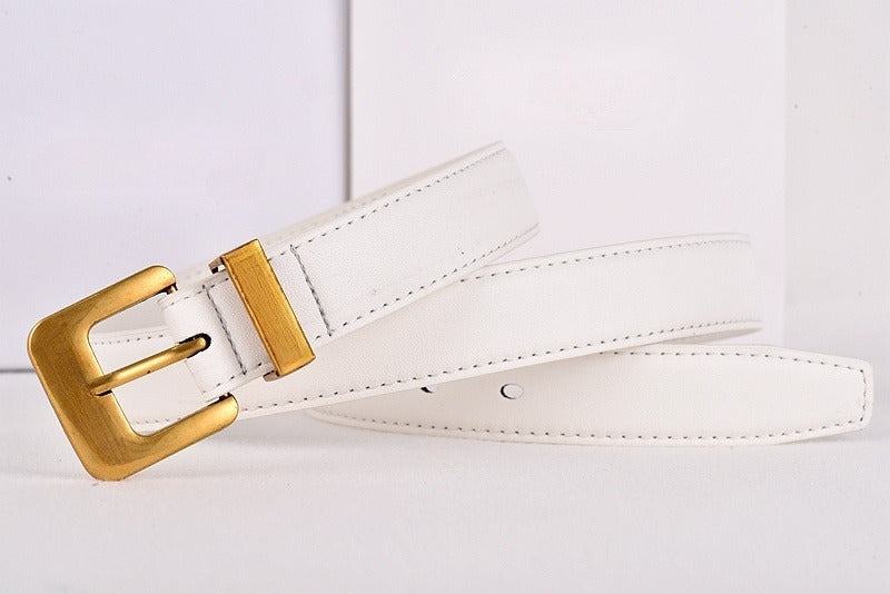 Women's New Fashion Joker Pin Buckle Hollow Letter Design Belt Belt With a box