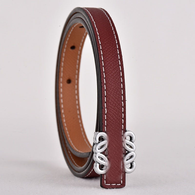 Women's new Joker metal accessories smooth buckle design fashion thin belt belt With a box.