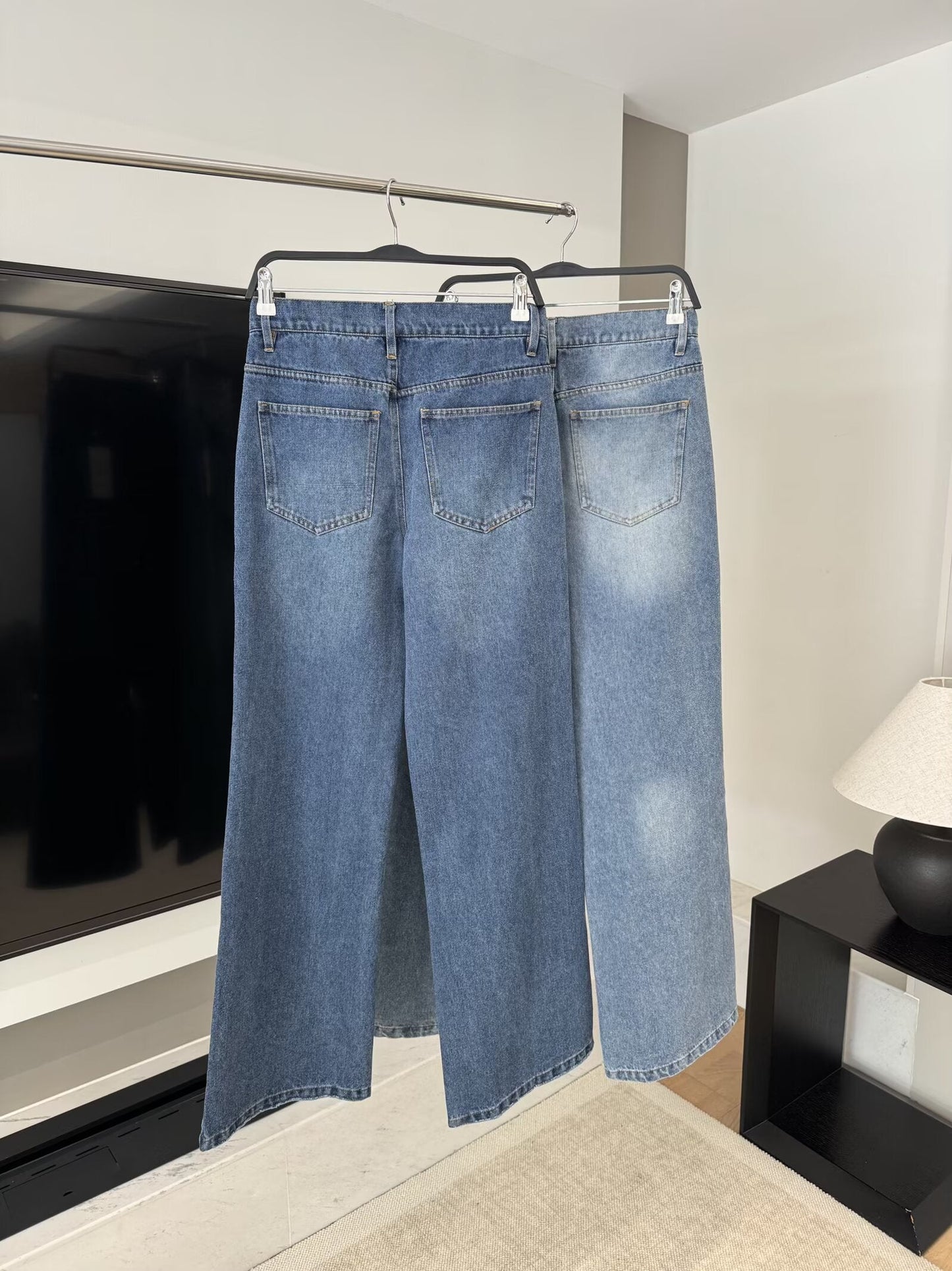 ג'ינס רחב מותן נמוך לנשים, אופנתי ושיקי