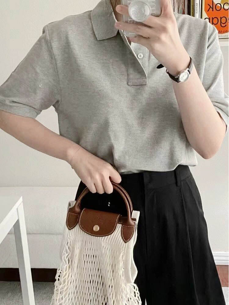 חולצת פולו חדשה לנשים בסגנון ג'וקר זוג עם רקמה מבד כותנה וגבעות