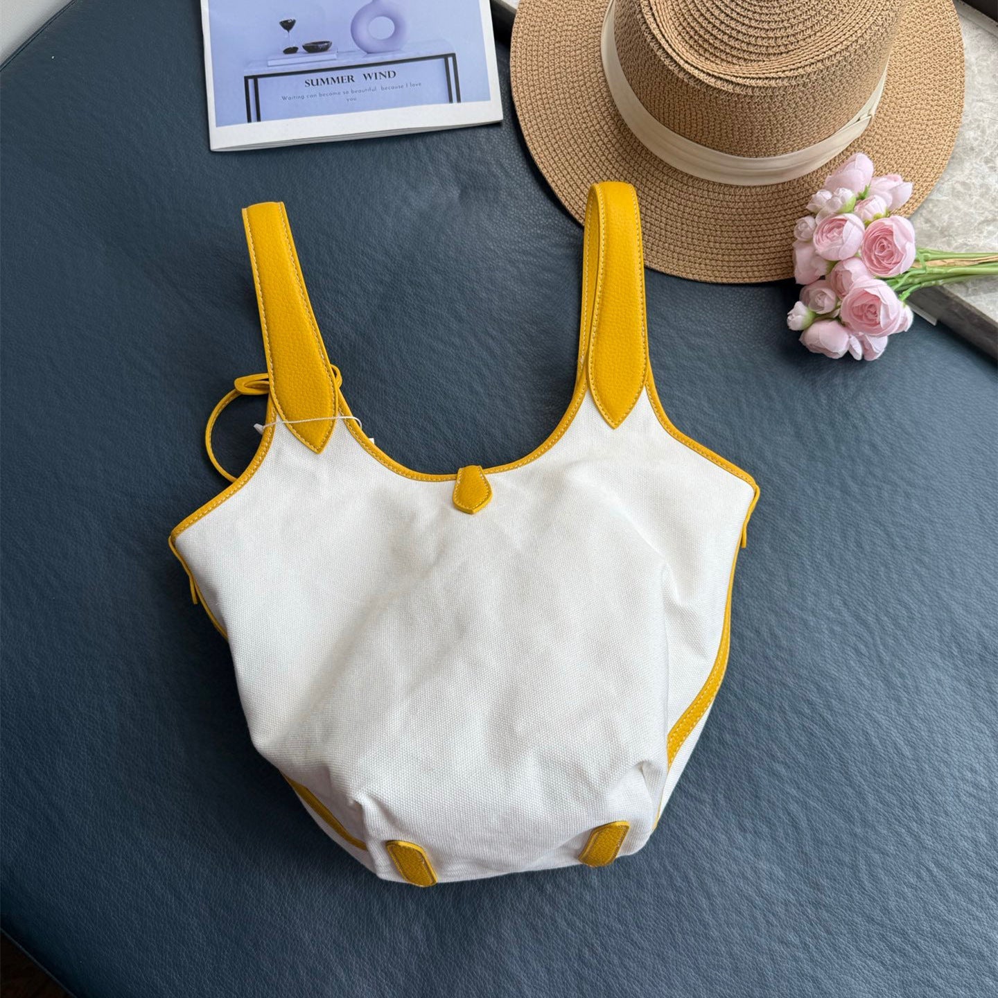 Women's new Joker bucket bag canvas color matching design embroidery crossbody bag