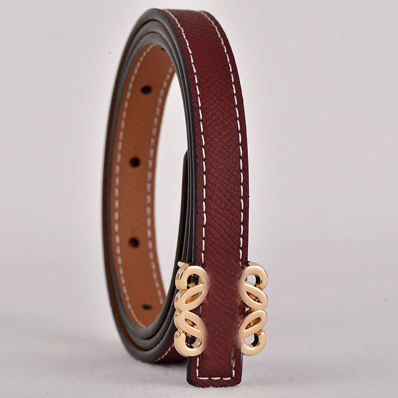 Women's new Joker metal accessories smooth buckle design fashion thin belt belt With a box.