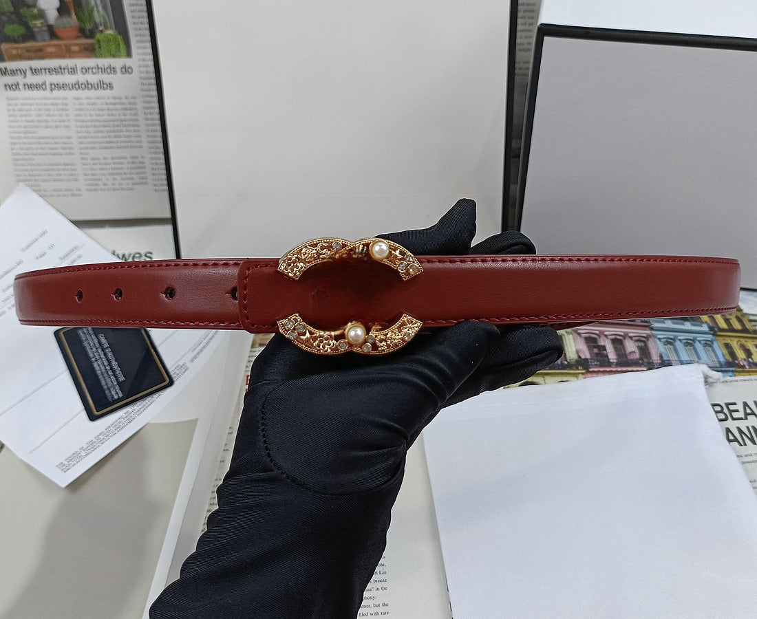 Women's new Joker Gold Silver rhinestone metal decorative fine thin belt belt With a box