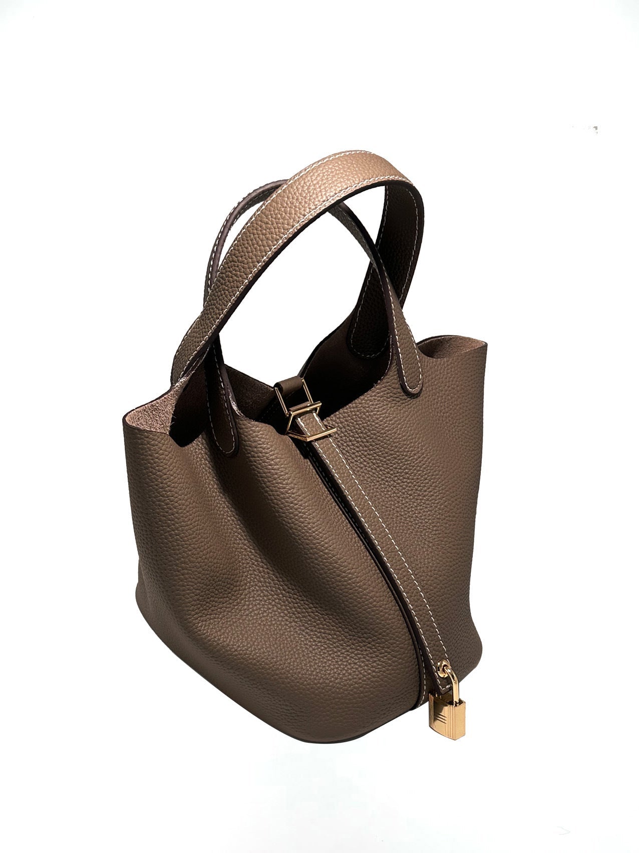 Women's New Casual Fashion Bucket Bag Leather First Leather Portable Shopping Basket Bag