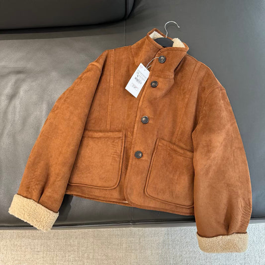 Women's warm stand collar double-sided wear jacket Coat