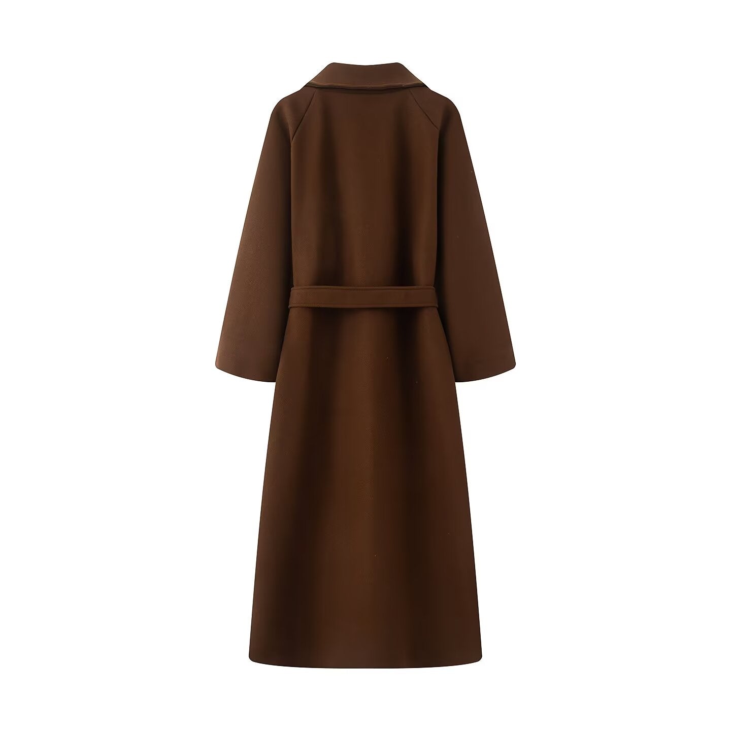 Women's with Belt long style double breasted woolen coat