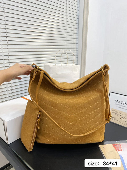 Women's new Joker large-capacity suede bucket bag shoulder underarm bag