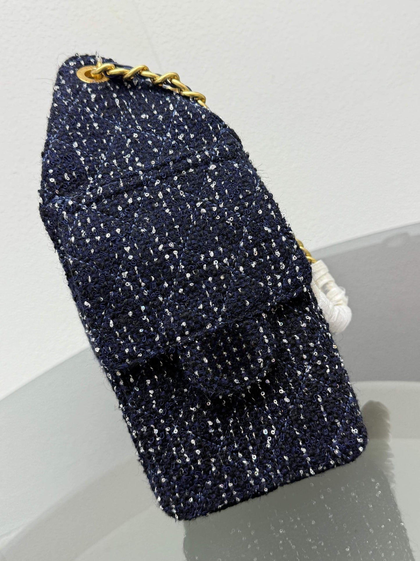 Women's New Fashion Joker Tweed Textured Metal Chain Shoulder Bag Messenger Bag