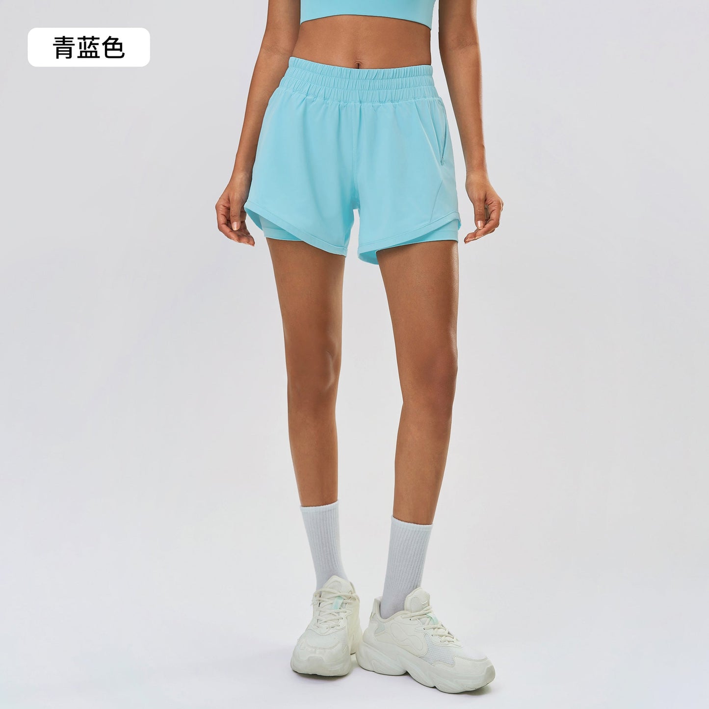 Women's quick-drying breathable shorts fake two-piece anti-exposure yoga fitness hot pants