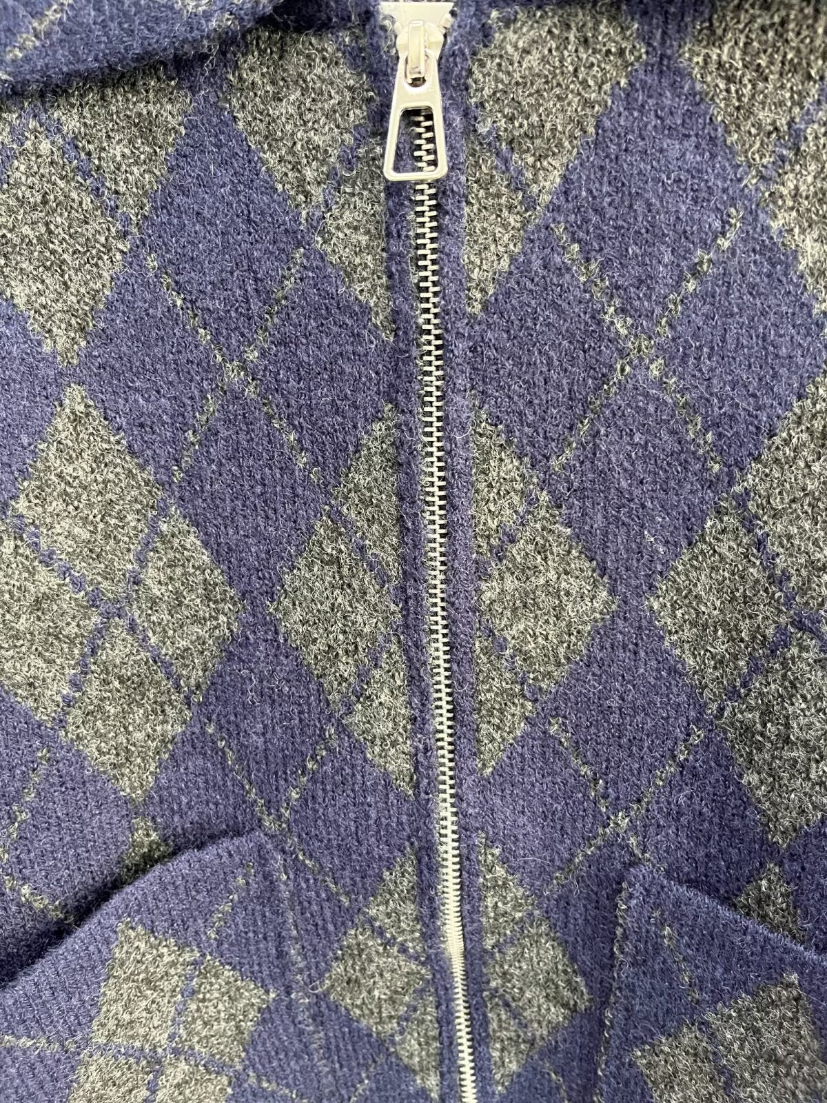 Women's new fashion diamond checkered knitted pilot jacket Coat