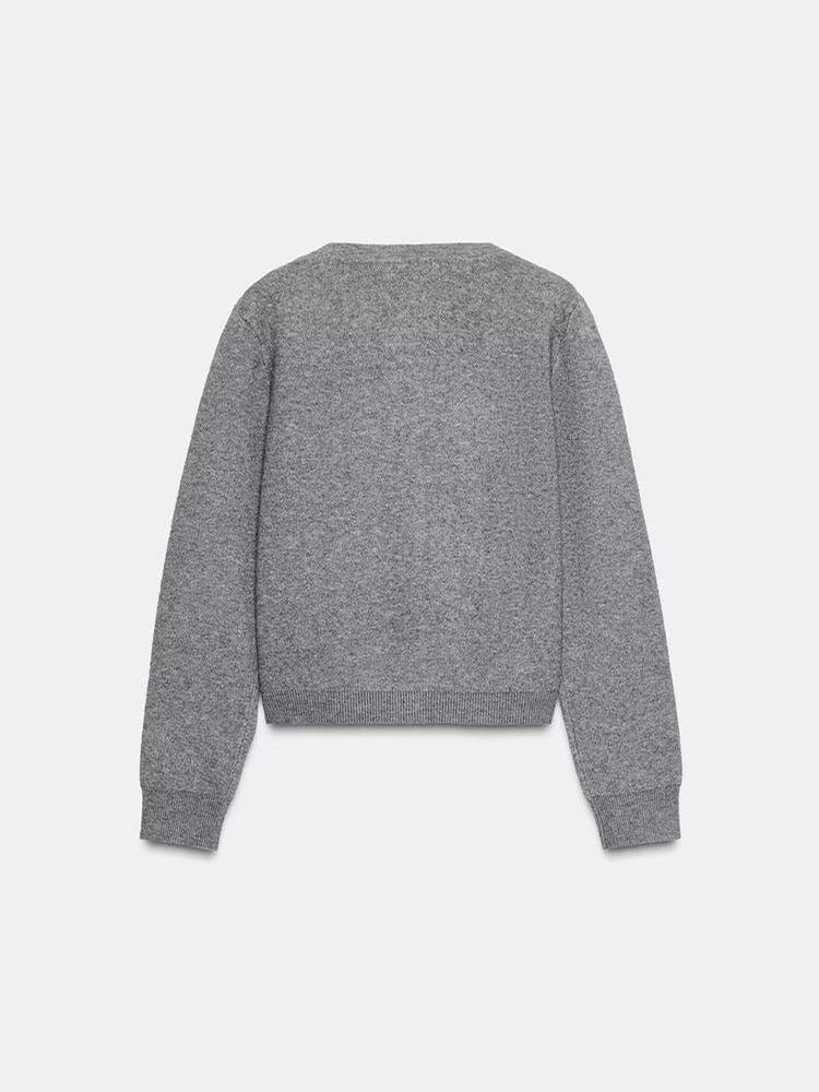 Women's new fashion bead decoration O Neck knitted Coat