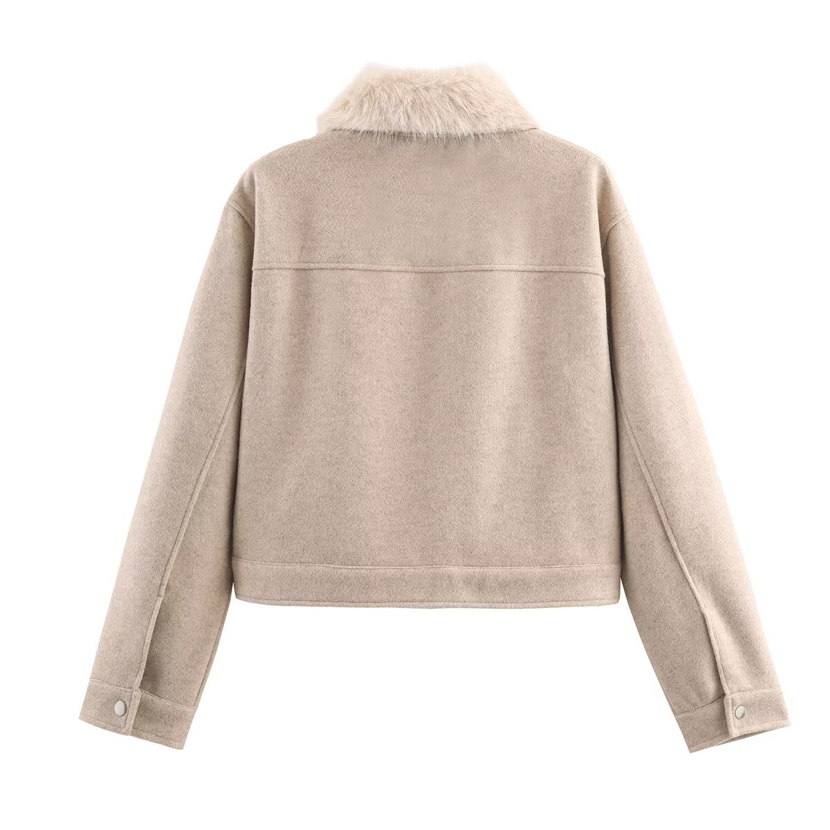 Women's fur collar design short woolen jacket Coat