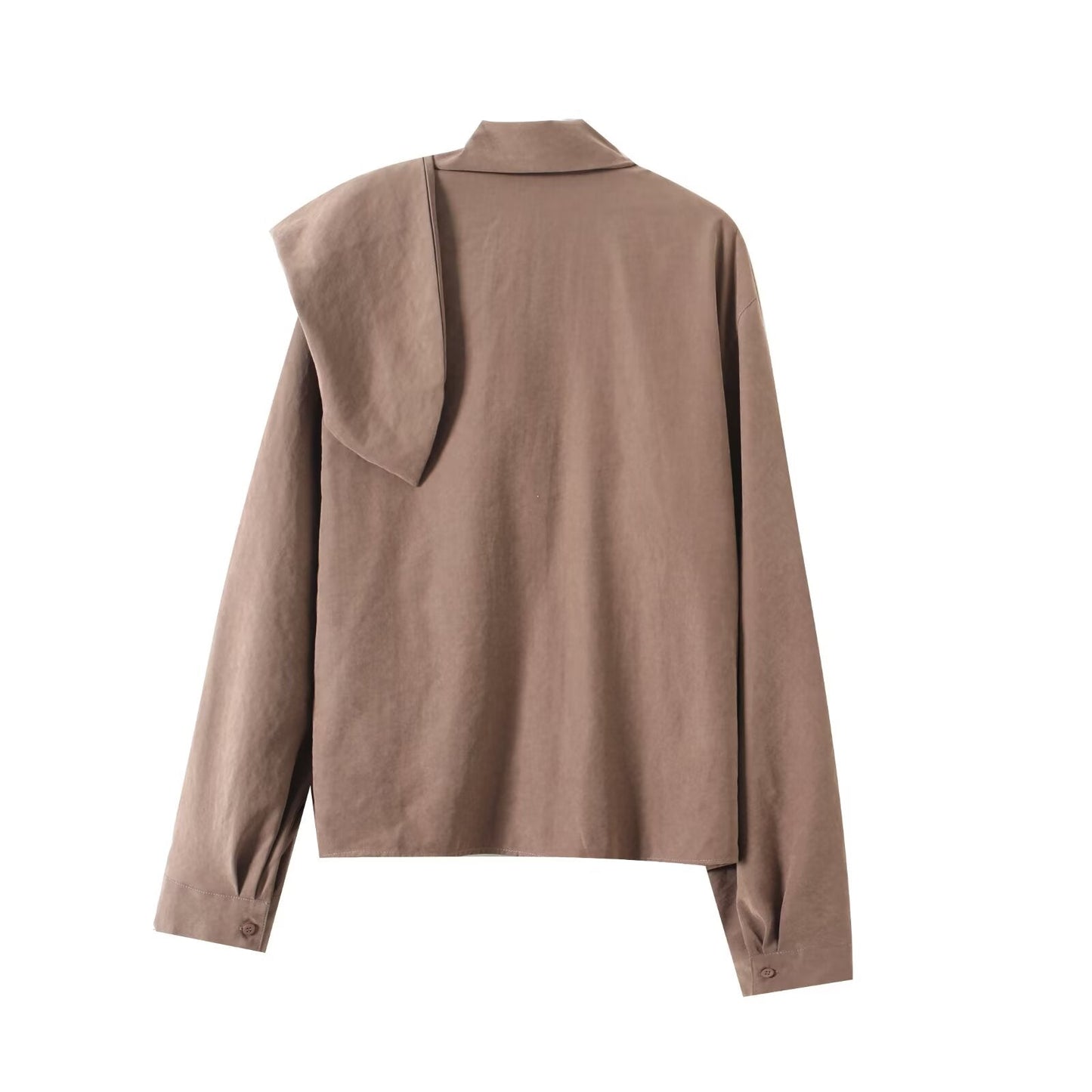 Women's new fashion scarf collar design casual long sleeved shirt