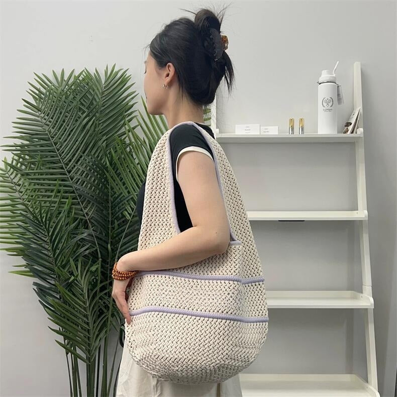 תיק כתף סרוג בעבודת יד בסגנון ג'וקר לנשים של LU