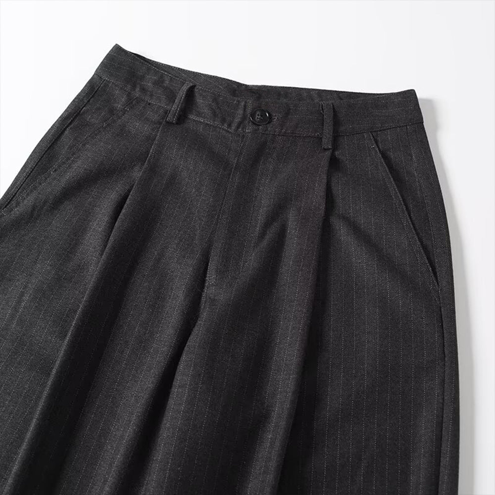 Women's new fashion loose mid waist striped wide leg pants