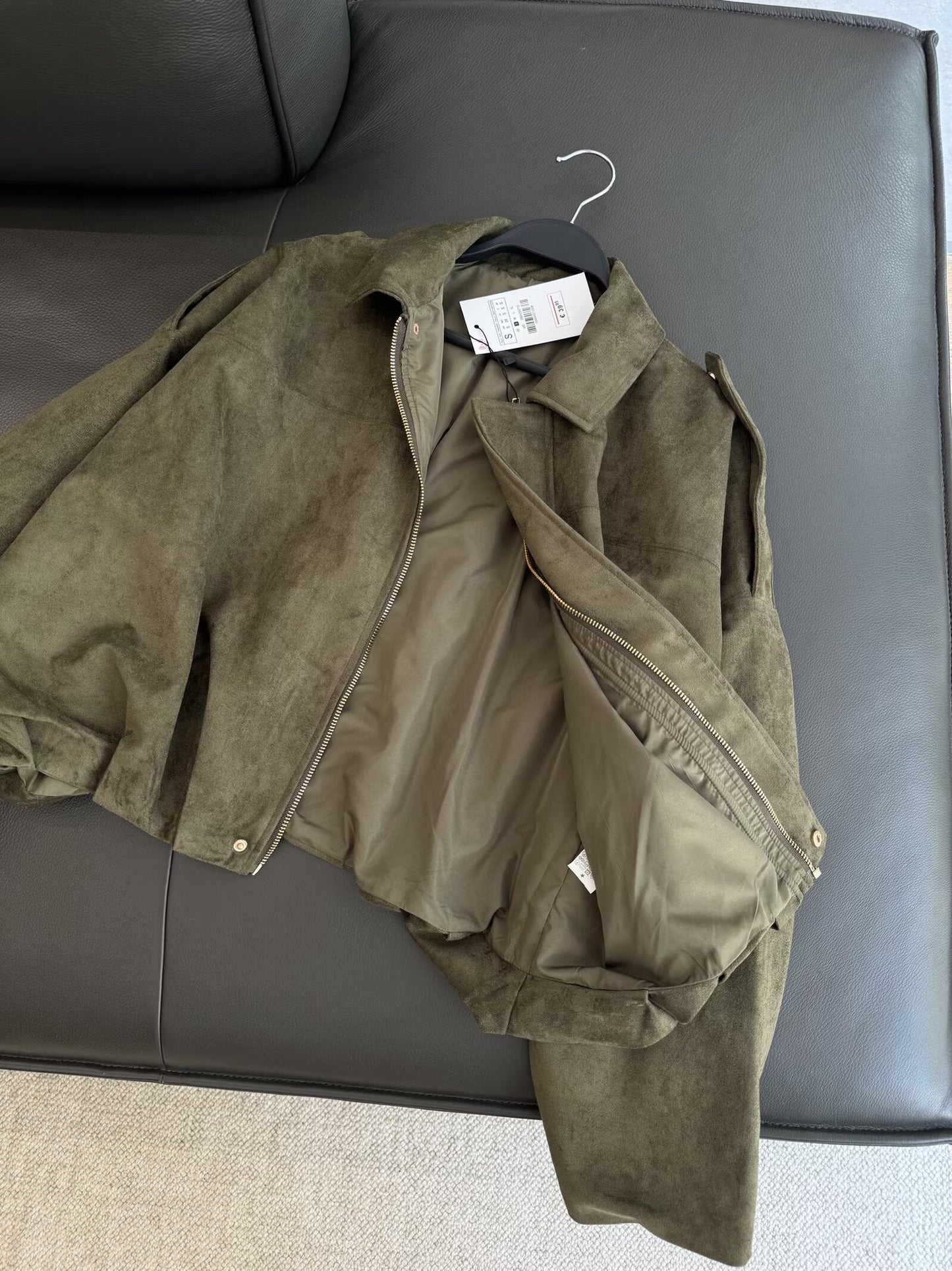 מעיל טיסה מעור זמש דש מזדמן חדש לנשים