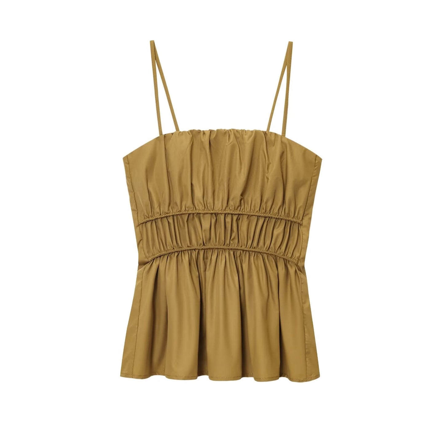 2025 women's New Fashion sleeveless pleated Thin suspender top