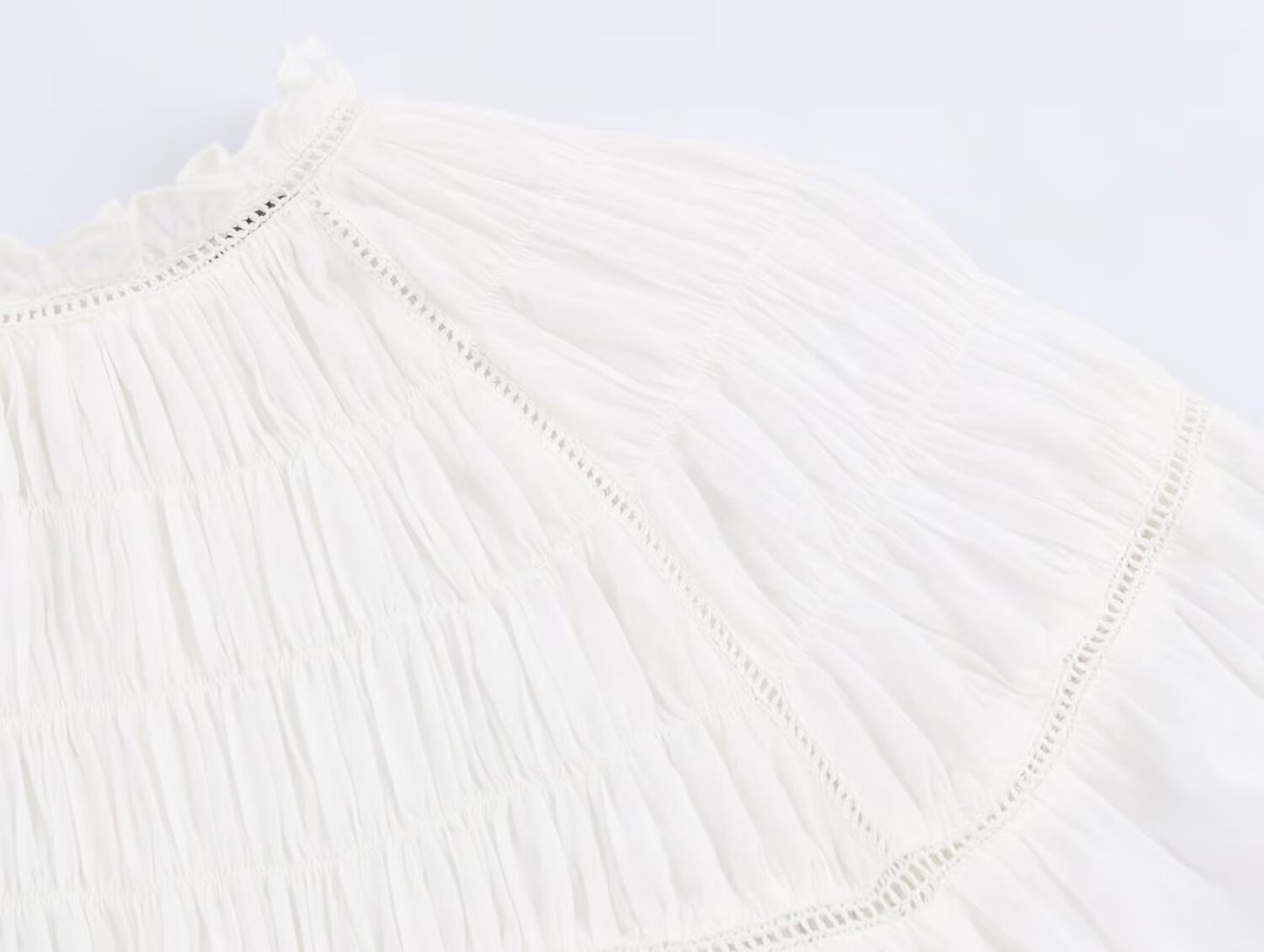 Women's embroidery decoration loose pleated shirt