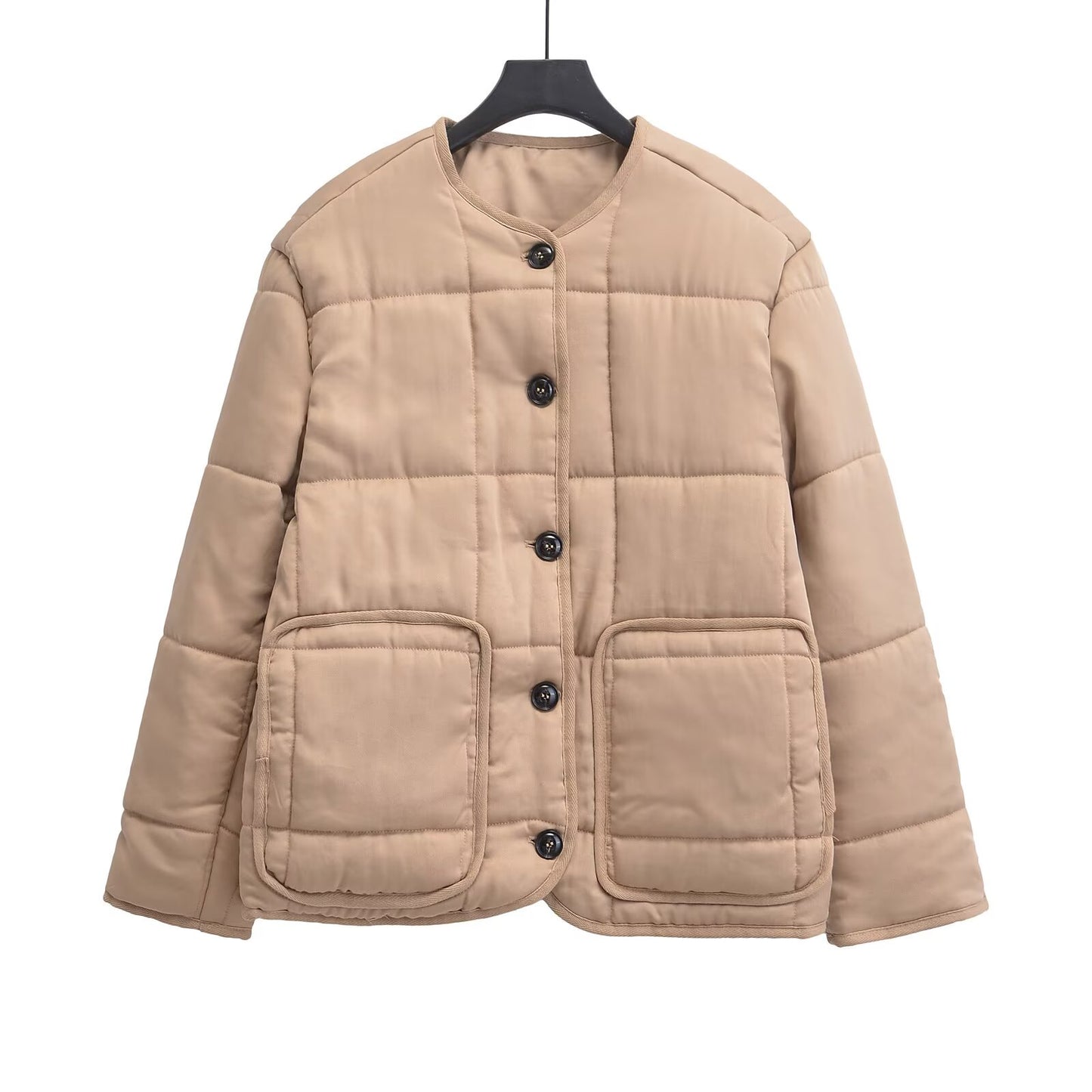 Women's loose new O Neck long sleeved cotton Coat