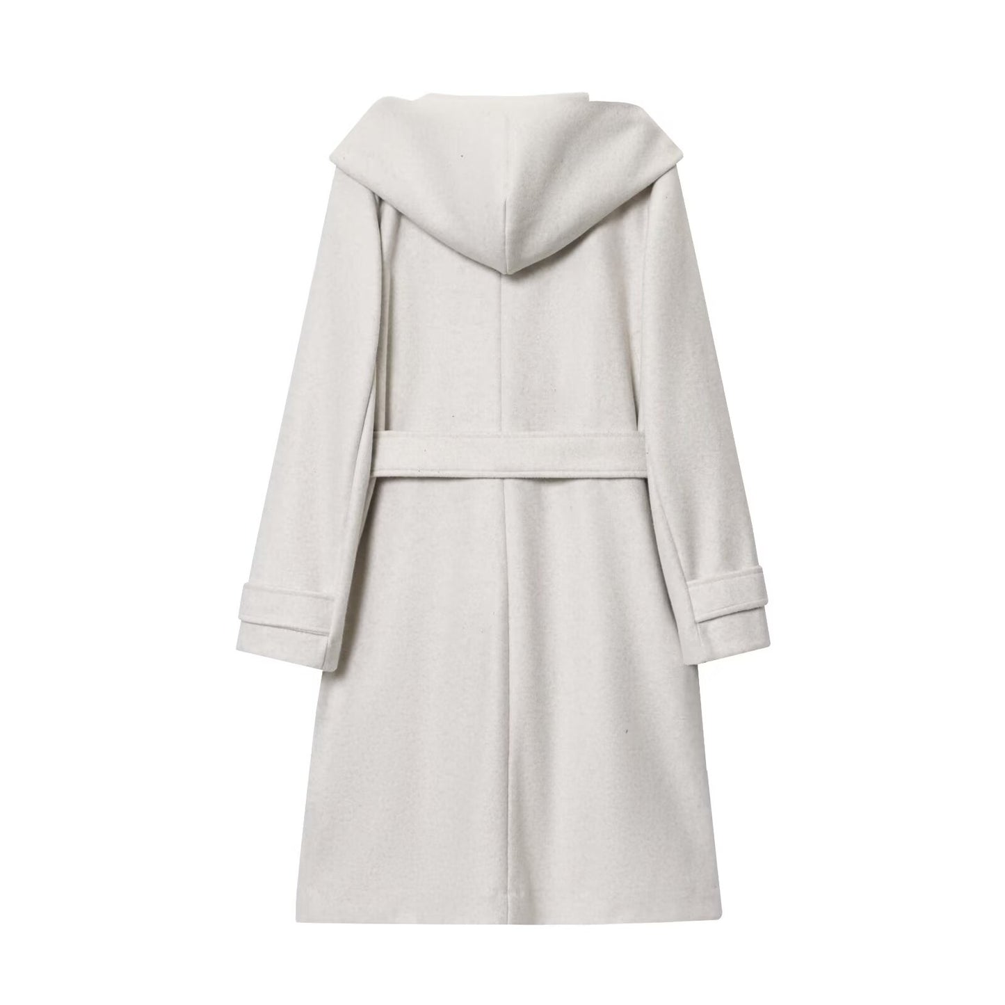 Women's with Belt loose soft texture hooded coat