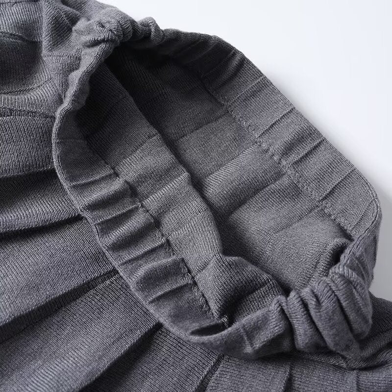 Women's new fashion high neck flying sleeve knitted vest+Skirts suit