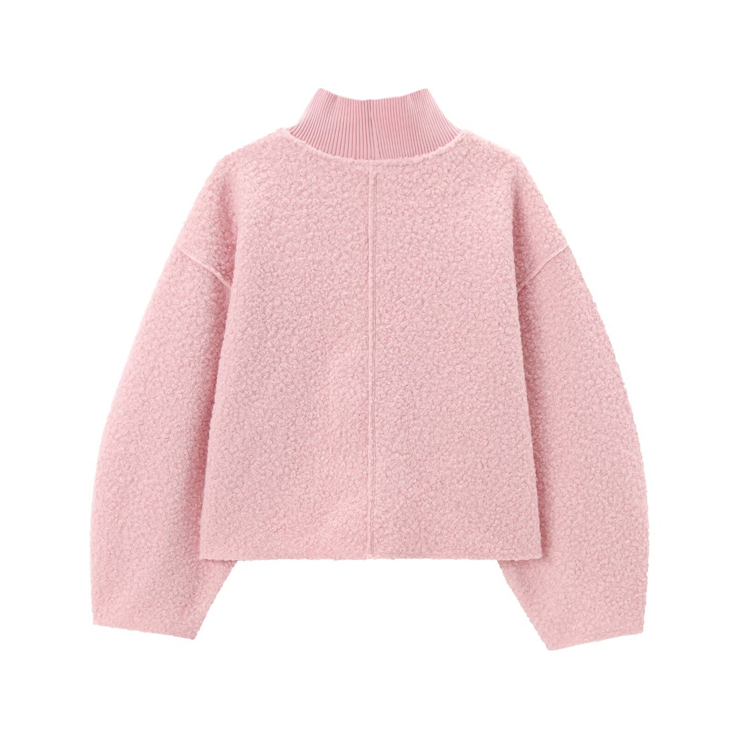 Women's short standing collar woolen sweatshirt