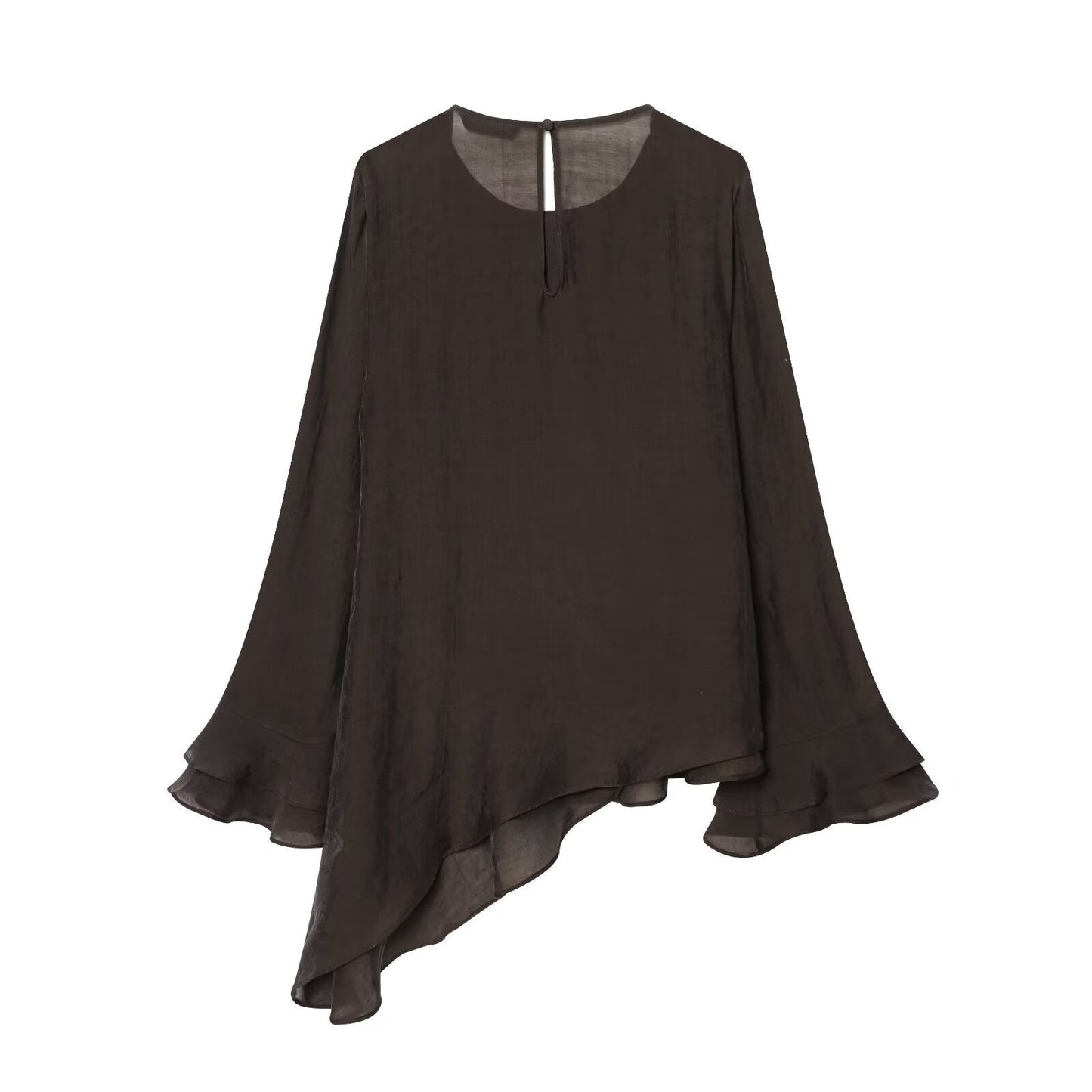 Women's layered decorative asymmetrical top