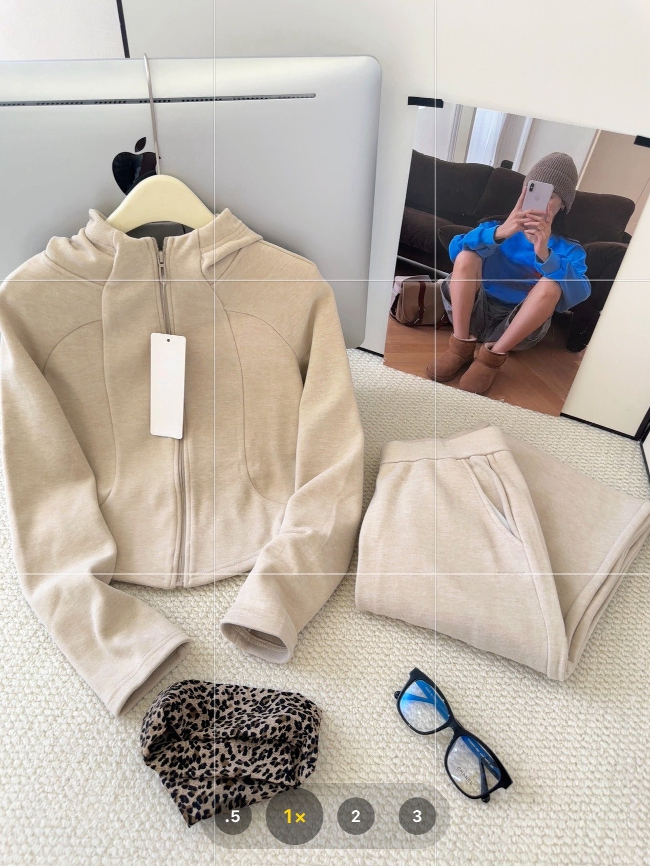 Women's slim-fit hooded cardigan and trousers two-piece set