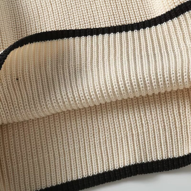 סוודר סרוג עם צווארון פולו רופף חדש לנשים