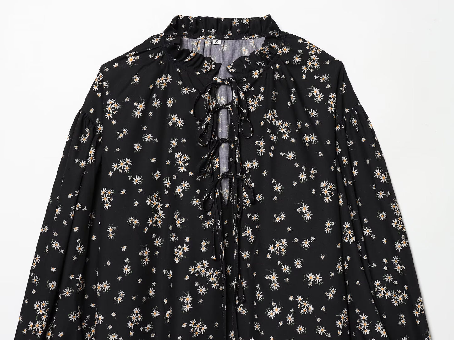 2026 Women's printed V-neck lace up shirt