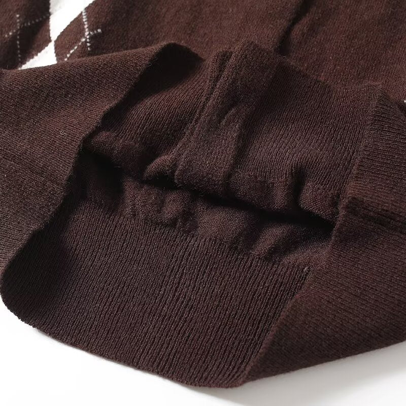 Women's new fashion diamond grid retro knitted vest