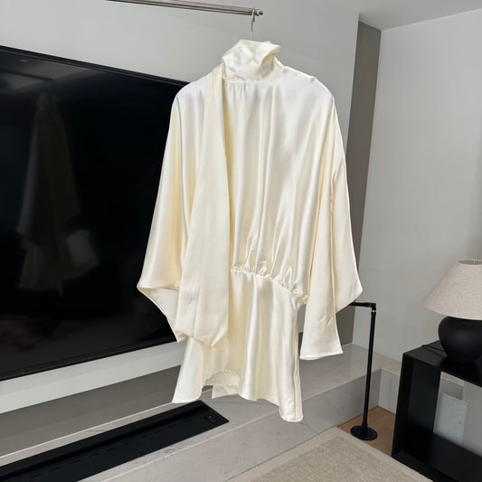 Women's new scarf decoration satin texture mini dress