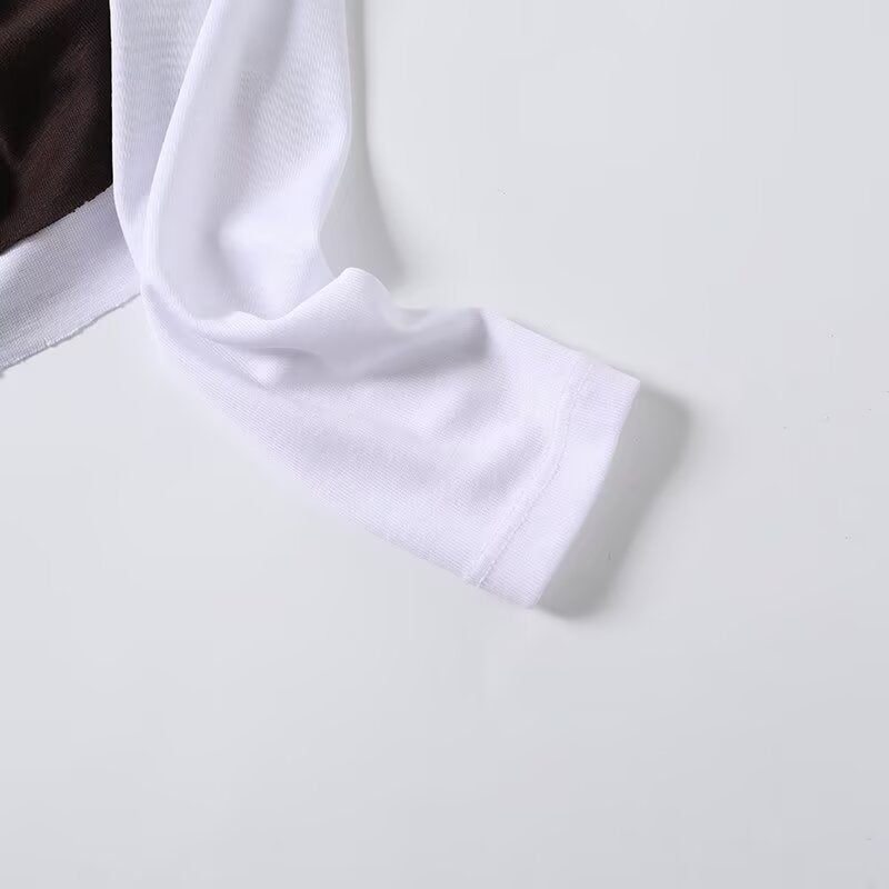 Women's new fashion splicing fake two-piece style long sleeved T-shirt