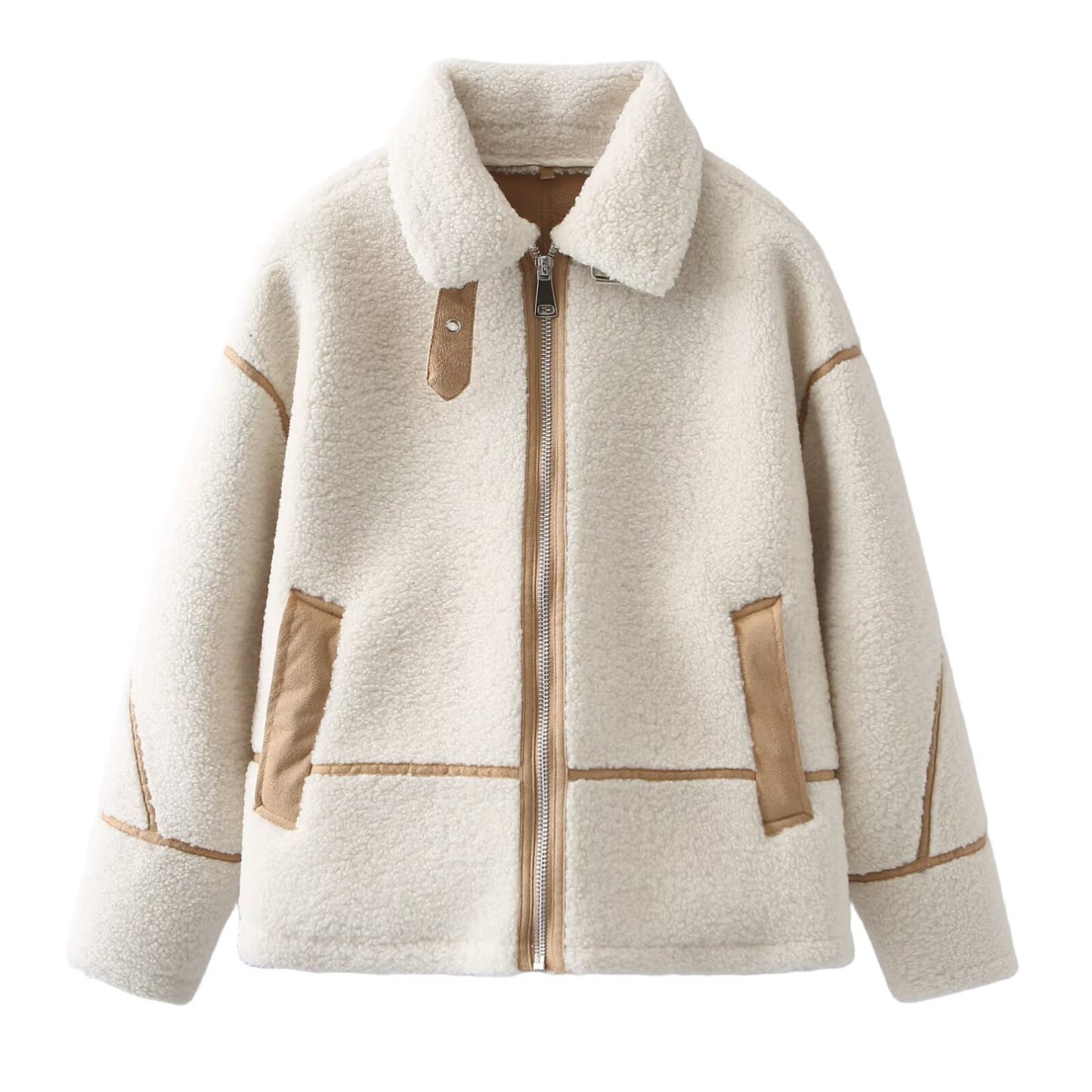 Women's winter new loose Lapel double-sided fleece Coat