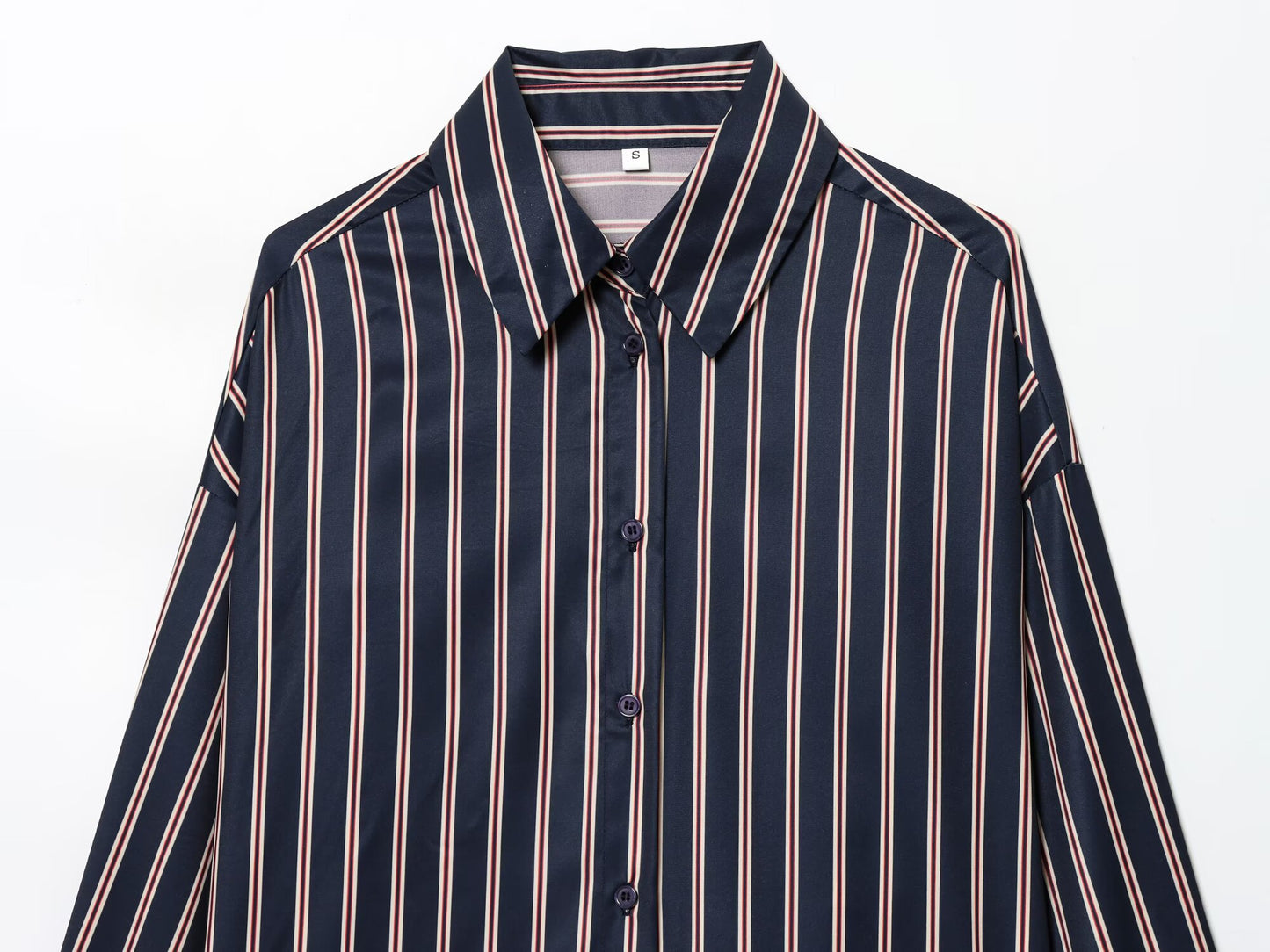 Women's casual lapel striped Button-up shirt