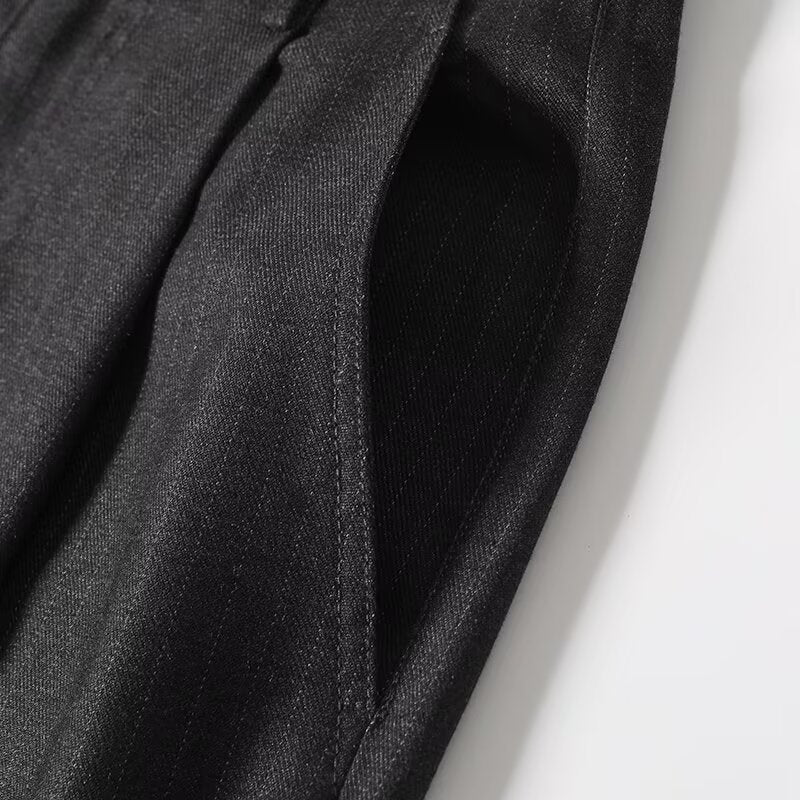 Women's new fashion loose mid waist striped wide leg pants