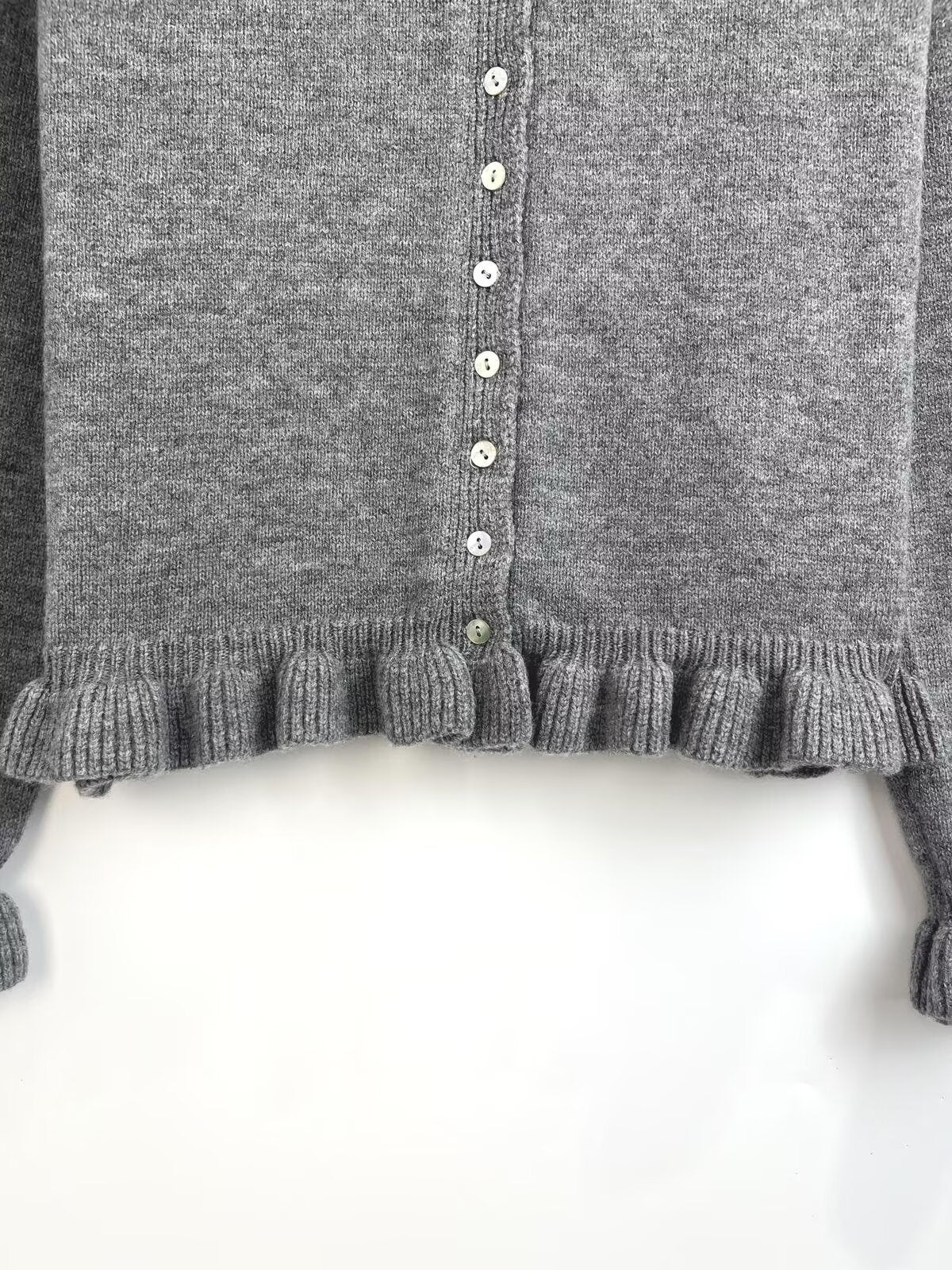 קרדיגן סרוג עם דש ארוכות שרוולים ושכבות אופנתי חדש לנשים