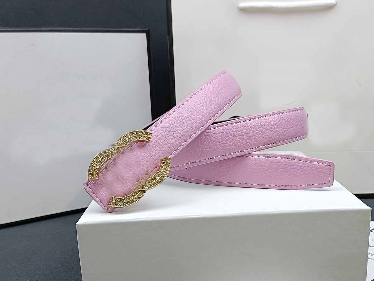 Women's New Fashion Joker Rhinestone Decorative Gold and Silver Buckle Belt Belt With a box