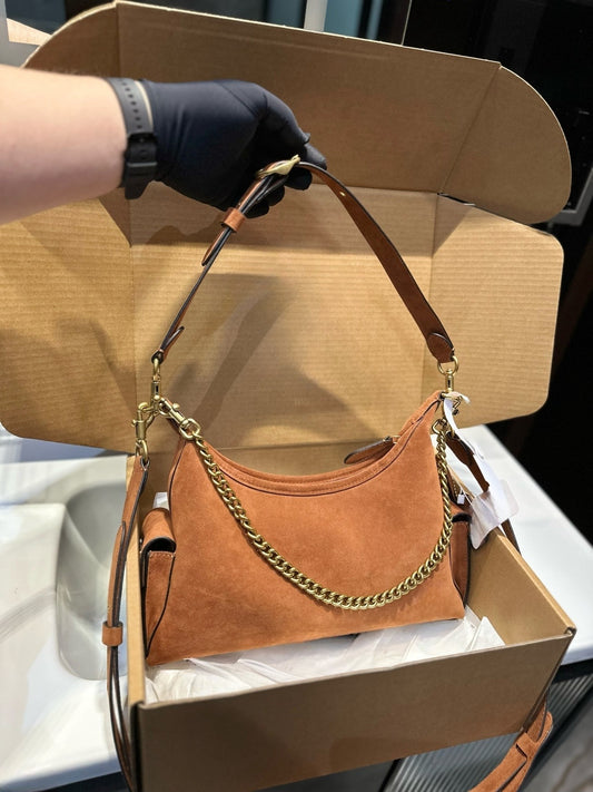 Women's new versatile chain suede double strap backpack