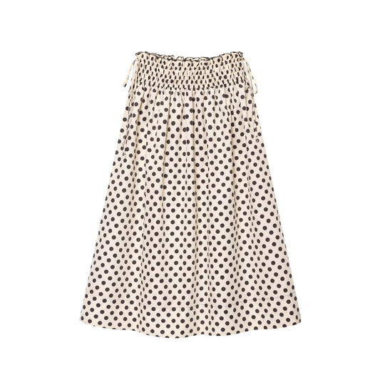Women's chic Fashion polka dot printed elastic waist MIDI skirt