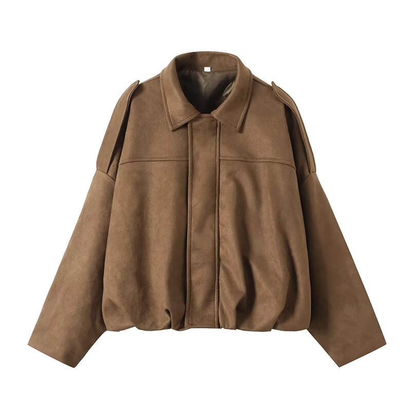 Women's 2025 new fashion loose suede leather texture jacket Coat