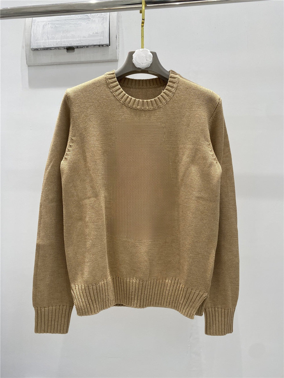 New versatile wool blend jacquard O-neck long-sleeved sweater