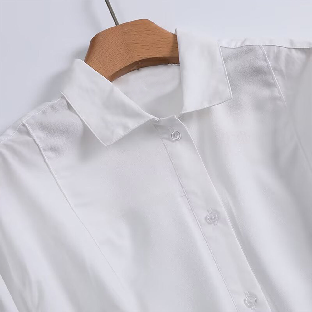 Women's new fashion Interior style patchwork short long sleeved shirt