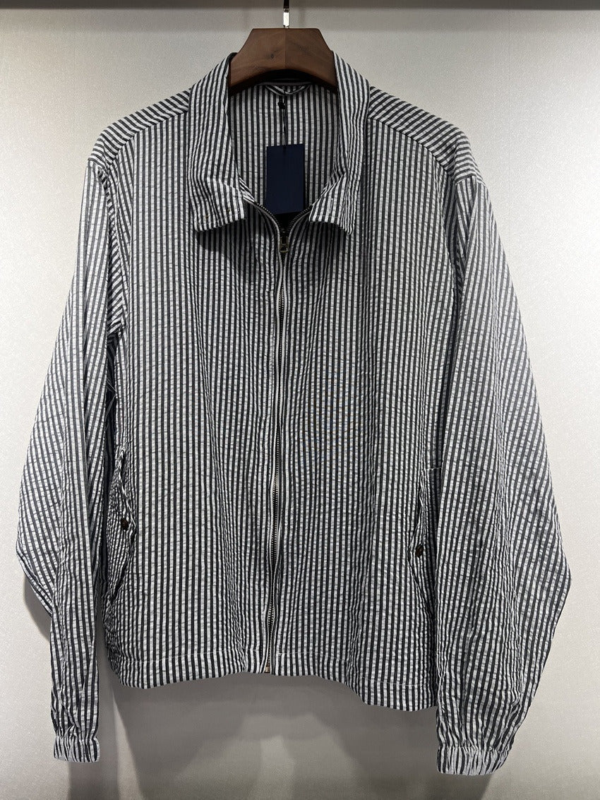 Women's new versatile embroidered striped stand collar thin jacket