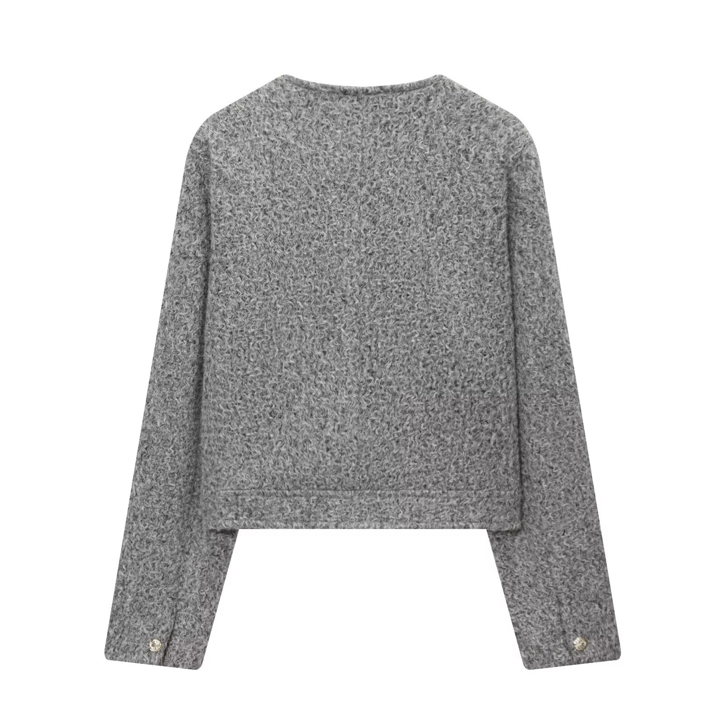 Women's O Neck single breasted woolen jacket Coat