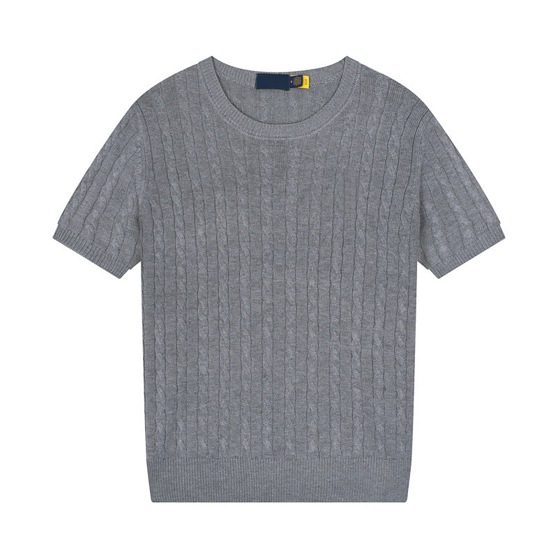 Women's new casual versatile embroidered O-neck short-sleeved T-shirt sweater