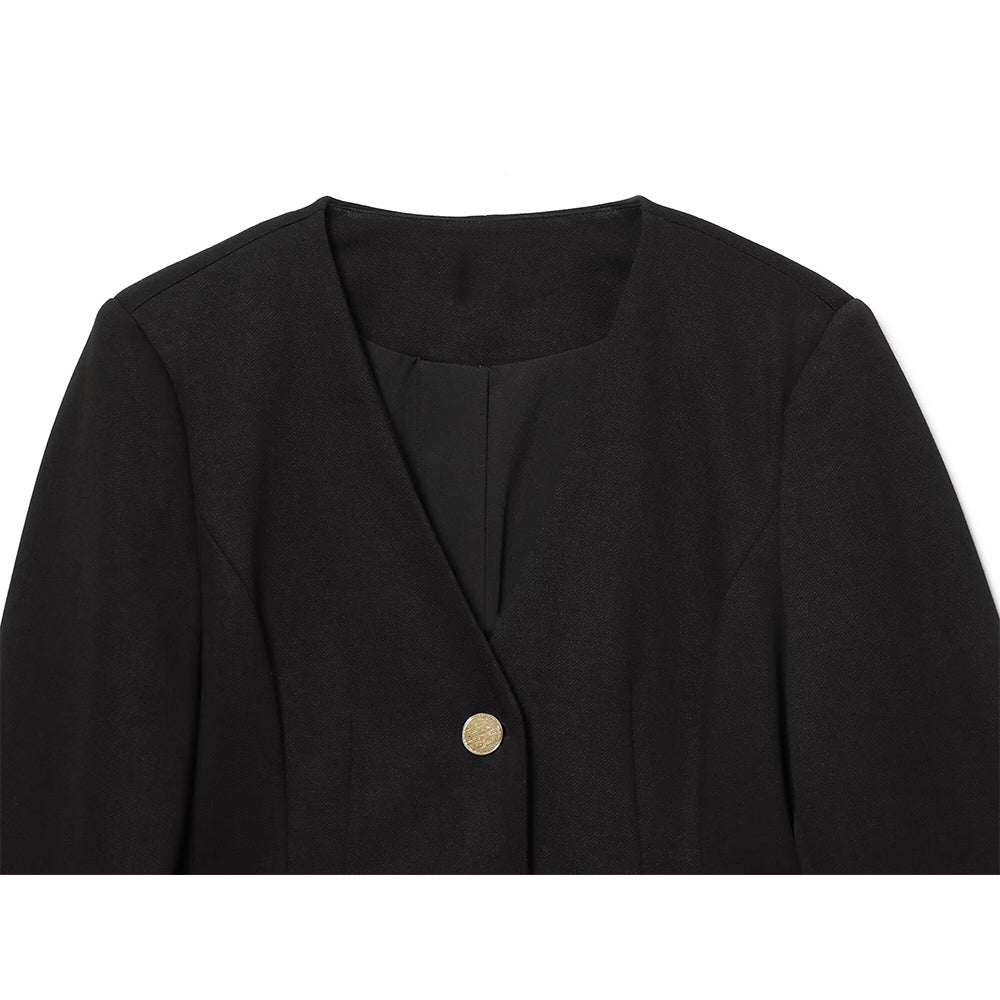 Women's new with shoulder pads slim V-neck Blazer Coat