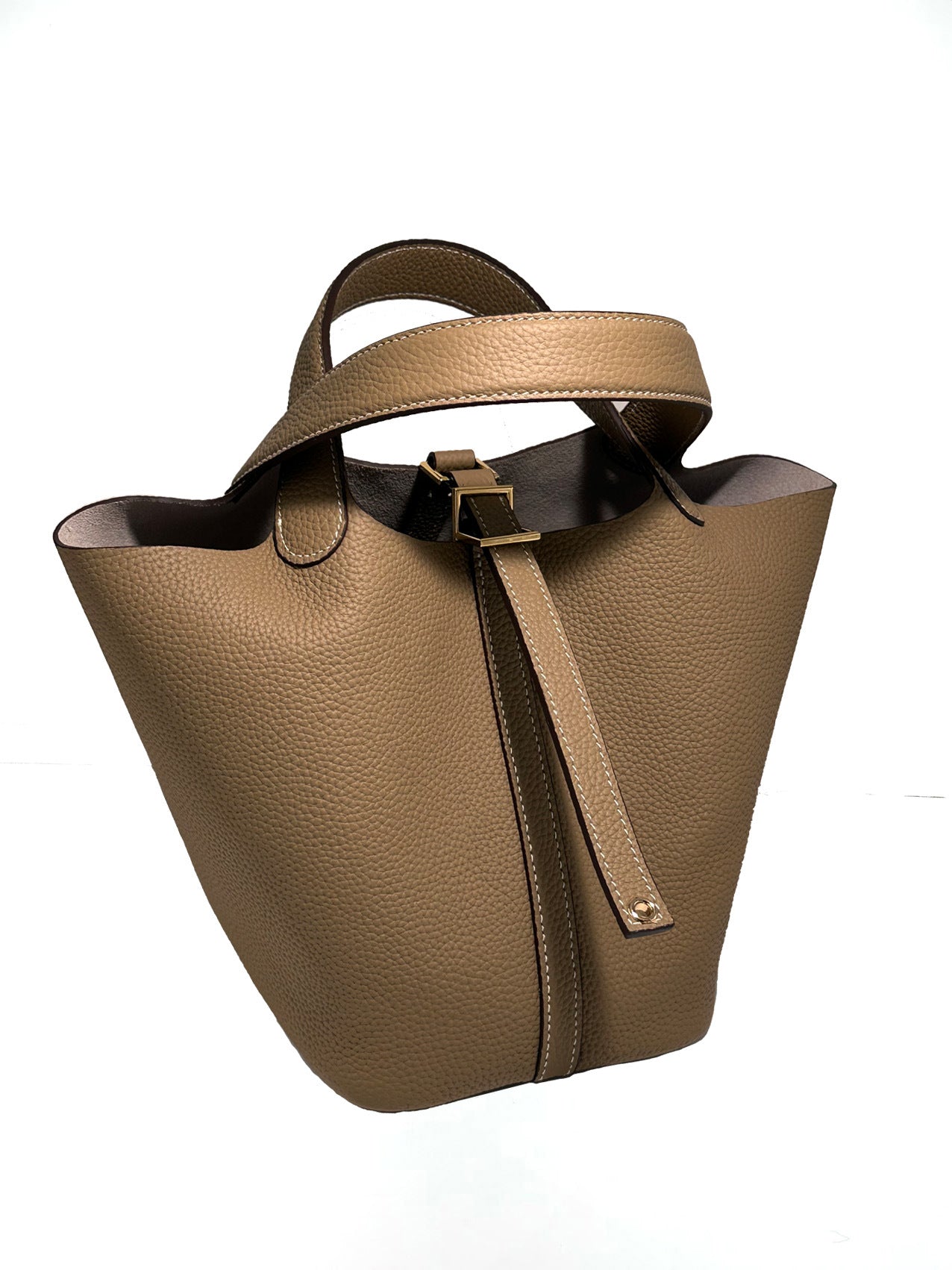Women's New Casual Fashion Bucket Bag Leather First Leather Portable Shopping Basket Bag
